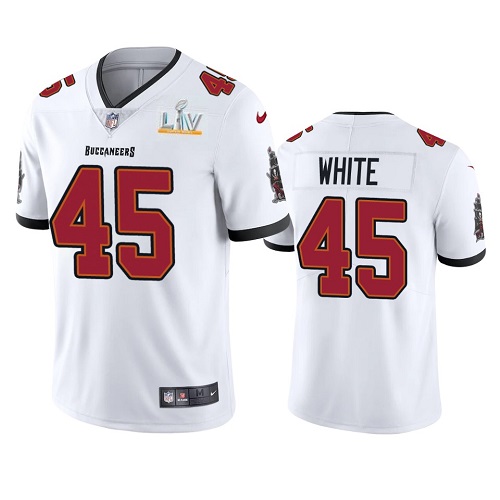 Men's Tampa Bay Buccaneers #45 Devin White White NFL 2021 Super Bowl LV Limited Stitched Jersey